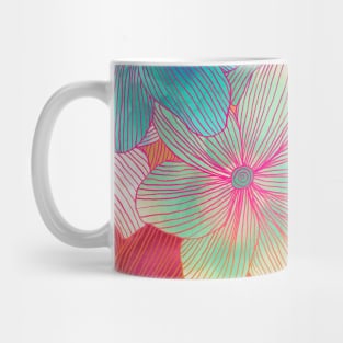 Between the Lines 2 - tropical flowers in purple, pink, blue & orange Mug